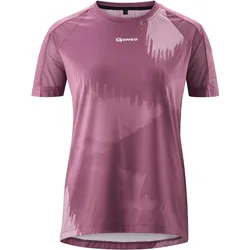 Radtrikot GONSO "VENINA", Damen, Gr. 42, lila (dunkellila), 92% Polyester (Recycelt), 8% Elasthan, Rundhals, Kurzarm, Trikots, Damen MTB-Radshirt kurzarm, leichtes Fahrradtrikot, Funktionsshirt