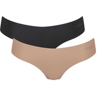 Sloggi Damen String, (2er Pack Zero Microfibre 2.0 Hipstring Mikrofaser, einfarbig Schwarz/Nude XS