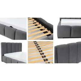 Mirjan24 Polsterbett Wizko, Doppelbett mit Bettkasten, Ehebett, Leistenlattenrost aus Holz (Farbe: Paros 01, Größe: 140x200 cm)