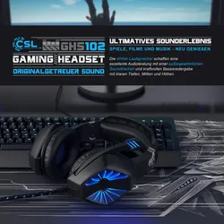 CSL  Gaming-Headset `GHS-102` mit Mikrofon, USB Kopfhörer für Windows/Mac/Linux /PS4/PS4 Pro