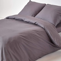Homescapes 3-teiliges Perkal-Bettwäsche-Set dunkelgrau aus 100% ägyptischer Baumwolle, 1 Bettbezug 240x220 cm & 2 Kissenbezüge 80x80 cm