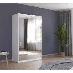 Drehtürenschrank RAUCH "Reflect", weiß (alpinweiß), B:136cm H:210cm T:54cm, Holzwerkstoff, Schränke, mit Spiegelfront, inkl. praktischer Inneneinteilung und Stoffboxen-Set