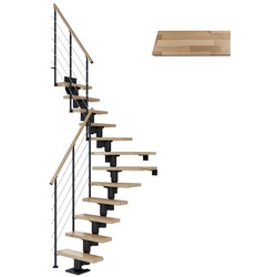 DOLLE Mittelholmtreppe »Dublin«, buchenholz, 13 Stufen, bis 315cm Raumhöhe - grau