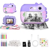 ARNSSIEN Sofortbildkamera Kinder, Kinderkamera Spielzeug mit HD Video für Kinder im Alter von 3-12, Weihnachten Geburtstag Festival Geschenk für Mädchen Jungen, 7 Rollen Sofortbildpapier&32GB Karte,M3