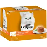 GOURMET Gold Raffiniertes Ragout Katzenfutter nass Fleischvariation (1x24x85g)