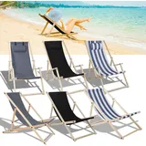 Wolketon Liegestuhl Strandliege Holz Campingstuhl Klappbar Liege 120kg klappliege Mit Handläufen Schwarz - Schwarz