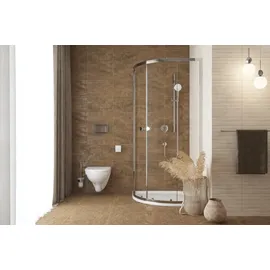 Swiss Aqua Technologies SAT Project Viertelkreisdusche mit Schiebetür 90 x 185 cm schwarz transparent SATBKMUS90CRCH