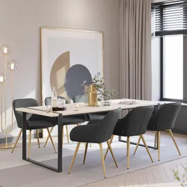 Tectake tectake® Esszimmerstuhl, gepolstert, in Cordoptik, robuste Stahlbeine, 58 x 62 x 82 cm