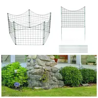 Joparri Teichzaun Gartenzaun, 11 Stück Set Gitterzaun, Teichzaun Steckzaun Metallzaun - 5 Zaunelemente 6 Befestigungsstäbe (Unterbogen)