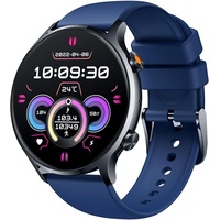 Smartwatch Fitnessuhr mit Telefonfunktion Sportuhr Armbanduhr mit Herzfrequenz Schlafmonitor Schrittzähler Uhr 1.42 Zoll Wasserdicht Android IOS - Blau