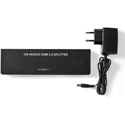Nedis HDMI  Splitter - 8-Port port(s) - HDMI Eingang - 8x HDMI Ausgang - 4K@60Hz - 18 Gbps - Metall - Anthrazit