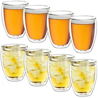 Creano Thermogläser doppelwandig 400ml „DG-Hoch“, 8er Set, große doppelwandige Gläser aus Borosilikatglas, Kaffeegläser, Teegläser, Latte Macchiato Gläser