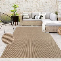 Paco Home Outdoor Teppich Wetterfest, moderner Jute-Look in natürlicher Sisal Optik, Robust, ideal für Terrasse Wohnzimmer & Küche, Grösse:240x340 cm, Farbe:Beige 4