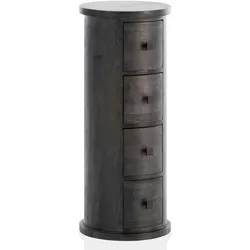 KADIMA DESIGN Design Sideboard Mango Massivholz Schwarz 34x85x34 cm, Schränkchen mit 4 Schubladen, Schmaler Beistellschrank Massiv, Mini Kommode