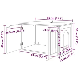 vidaXL Katzenhaus Weiß 85 x 55 x 50,5 cm Holzwerkstoff