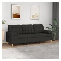 VidaXL 3-Sitzer-Sofa mit Zierkissen Schwarz 180 cm Stoff