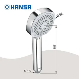 Hansa Handbrause HANSABASICJET Style Anti-K., cr, 3-Strahl, d 96mm, 18/9 l/m.