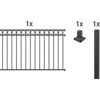 GAH Alberts Alberts Komplettset Zaun Circle 2m 120 cm hoch, anthrazit, zum Aufschrauben