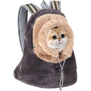 Winter Plüsch Haustier Rucksack Tragetasche Hund,Hunderucksack Träger,Katzenrucksack,Bequeme Haustier Tragetasche auf der Brust für Reisen,Haustierbedarf, vordere Brusttasche für Haustiere, Katzen