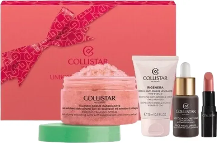 Collistar Icons Set 98,5 ml (Lippenstift / Selbstbräunungs-Tropfen / Anti-Falten-Creme / Thalasso-Peeling)