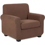 TIANSHU Sofaüberwürfe,Spandex Sesselbezüge Enthält 1 Sofabezug und 1 Sitzkissenbezug Stretch Couchbezug Elastischer Antirutsch Weich Jacquard Stoff sesselbezug Schonbezug(1 Sitzer,Kaffee)