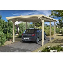 Carport Emsland 354x604cm, unbehandelt, 20mm Dachschalung mit EPDM Folie Holzcarport