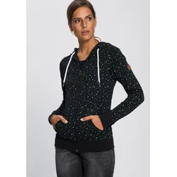 Kapuzensweatjacke, mit sportlichem Minimal-Print, Gr. 32/34 (XS), schwarz, Sweatjacken, 95098962-32