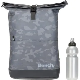 Sieber Kurierrucksack Rucksack Bench Classic mit Laptopfach 19 Liter Large A4 mit Geheimfach 64180 + Trinkflasche (Camouflage Grau 5900)