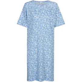 MEY Nachtwäsche Serie Flower Meadow Sleepshirt, Rundhals, Kurzarm, für Damen, 1116 Blue Silk 42