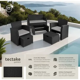 Tectake Modena Rattan Sitzgruppe 5-tlg. schwarz/grau inkl. Schutzhülle