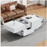 STILVORA Couchtisch mit Schubladen,Wohnzimmertisch Sofatisch mit Tischplatte verschiebbar (Satztisch, Wohnzimmertisch Beistelltisch, 1-St., 4 Schubladen), mit verschiebbarer Tischplatte weiß
