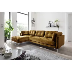 Ecksofa TRENDS BY HG "Landau L-Form", braun (messing), B:275cm H:75cm T:158cm, Sofas, in Cord-Stoff mit Metallfuß