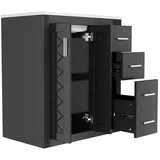 Okwish Waschtischunterschrank 3 Schubladen 76 x 85 x 46,5 cm Schwarz
