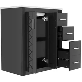 Okwish Waschtischunterschrank 3 Schubladen 76 x 85 x 46,5 cm Schwarz