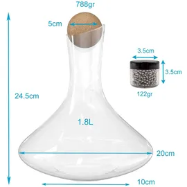 Intirilife Glas Karaffe mit 1.8 Liter Serviergefässe, Transparent