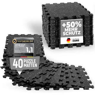 NEOLYMP Bodenschutzmatte Fitness 1 x 8 Matten, extra dicke und robuste Gummimatte Fitnessboden - Puzzlematte Boden, Gymnastikmatte, Sportmatte (Bodenschutzmatte (40 Matten), Grau-Gesprenkelt)