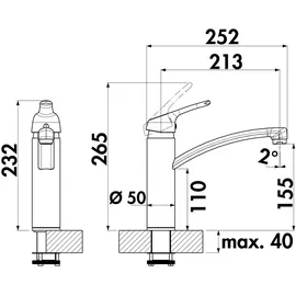 naber gmbh Fuoco 1 Einhebelmischer Edelstahl