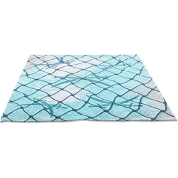 Teppich SANSIBAR "Keitum 005", blau (türkis), B:60cm H:3mm L:90cm, Polyester, Teppiche, Flachgewebe, modernes Design, Motiv Fischernetz & gekreuzte Säbel