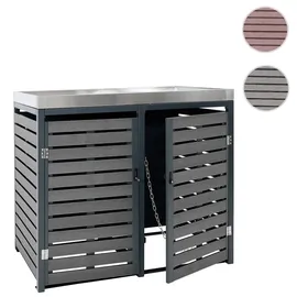 Mendler Mülltonnenverkleidung HWC-K14 124 x 134 x 84 cm teak-optik