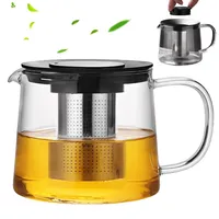 1.5L Glaskanne mit sieb: Teekanne mit Siebeinsatz, Glasteekanne, Teekanne Glas, Borosilikatglas Teeservice Überhitzungsschutz für Schwarzen Grüner Tee Fruchttee Duftender Tee Kräuter