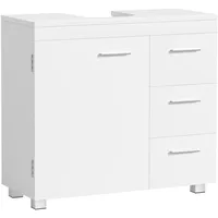 VASAGLE Waschbeckenunterschrank, Badezimmerschrank, 3 große Schubladen, 30 x 70 x 64 cm, 2 Fächer, auch für Waschbecken mit Beckensäule, Badezimmer-Unterschrank mit Füßen, wolkenweiß BBK504W01