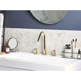 Beliani Beliani, Küchenarmatur, Wasserhahn 3- Loch Waschtischarmatur Messing Gold