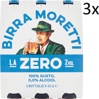 3x Birra Moretti La Zero Alkoholfreies Goldenes Bier Birra Analcolica 3x33cl