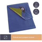 Perel Abdeckplane 3 x 4 m Blau/Khaki