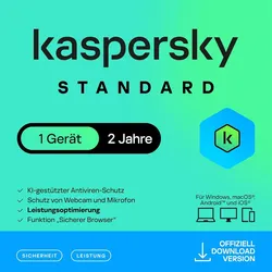 Kaspersky Standard Anti-Virus 2025  1-10 Geräte / 2 Jahre Online-Banking Leistungsoptimierung  PC/Mac/Mobile  Aktivierungscode per Email