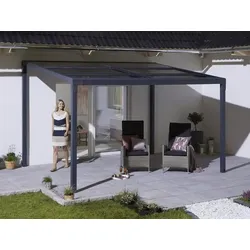 Anbaupavillon KONIFERA "Anguilla", grau (anthrazit), B/T: 392cm x 305cm, Pavillons, Schiebedach, in 292 cm und 392 cm Breite, Höhe: 208 bis 262 cm, Alu, Topseller