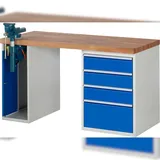 PROREGAL Werkbank Serie 7000 - Modell 7510 | HxBxT 84x150x70cm | 4x Schublade + 1x Schrank inkl. SchPROREGALbstock | Schubladenmaße 3x150 + 1x270mm