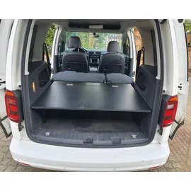 BREMER SITZBEZÜGE Multiflexboard klappbar kompatibel mit VW Caddy Kurz und Maxi ab 2003 Bettverlängerung Camping Zubehör Wohnmobilbett Camper Schlafauflage/Höhe ca. 31cm inkl. Konsolen in Schwarz