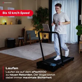 Sportstech Laufband sPad1000 | Treadmill bis 12 km/h | 19% Steigung - Schwarz