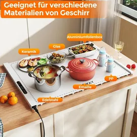 Goplus Warmhalteplatte elektrisch, für Lebensmittel, Speisewärmer Silikon mit automatischer Abschaltung, Heizmatte, Heizplatte - Weiß